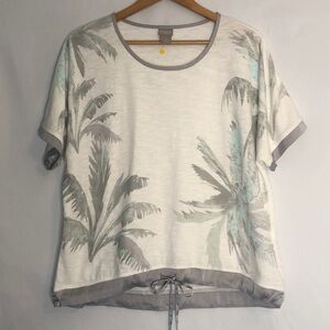 Chico’s Plus ZENERGY Cotton Short Sleeve Gray Palms Top Size 2 (12/14)